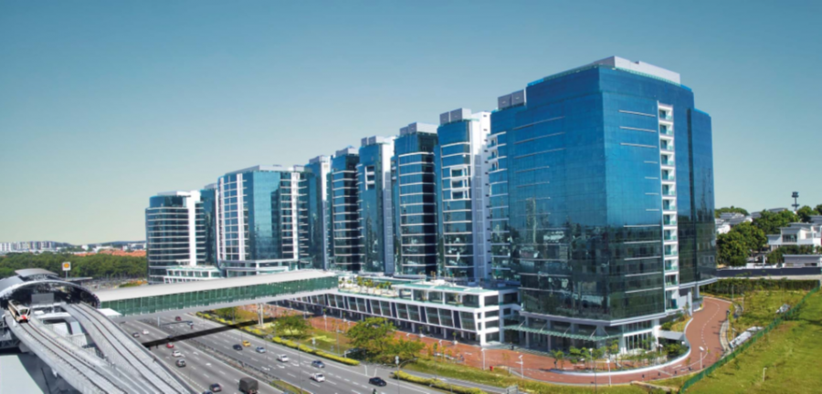 UOA Business Park Tower and Shoplot facing Federal Highway Front View from Subang Jaya